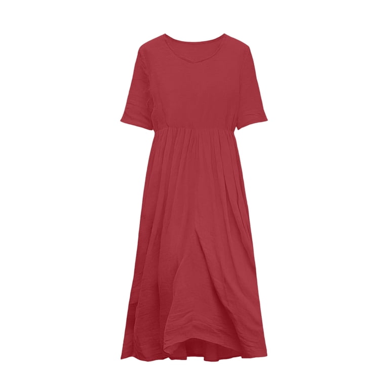 the linen short-sleeve scoop midi dress The Linen Short-Sleeve Scoop Midi Dress