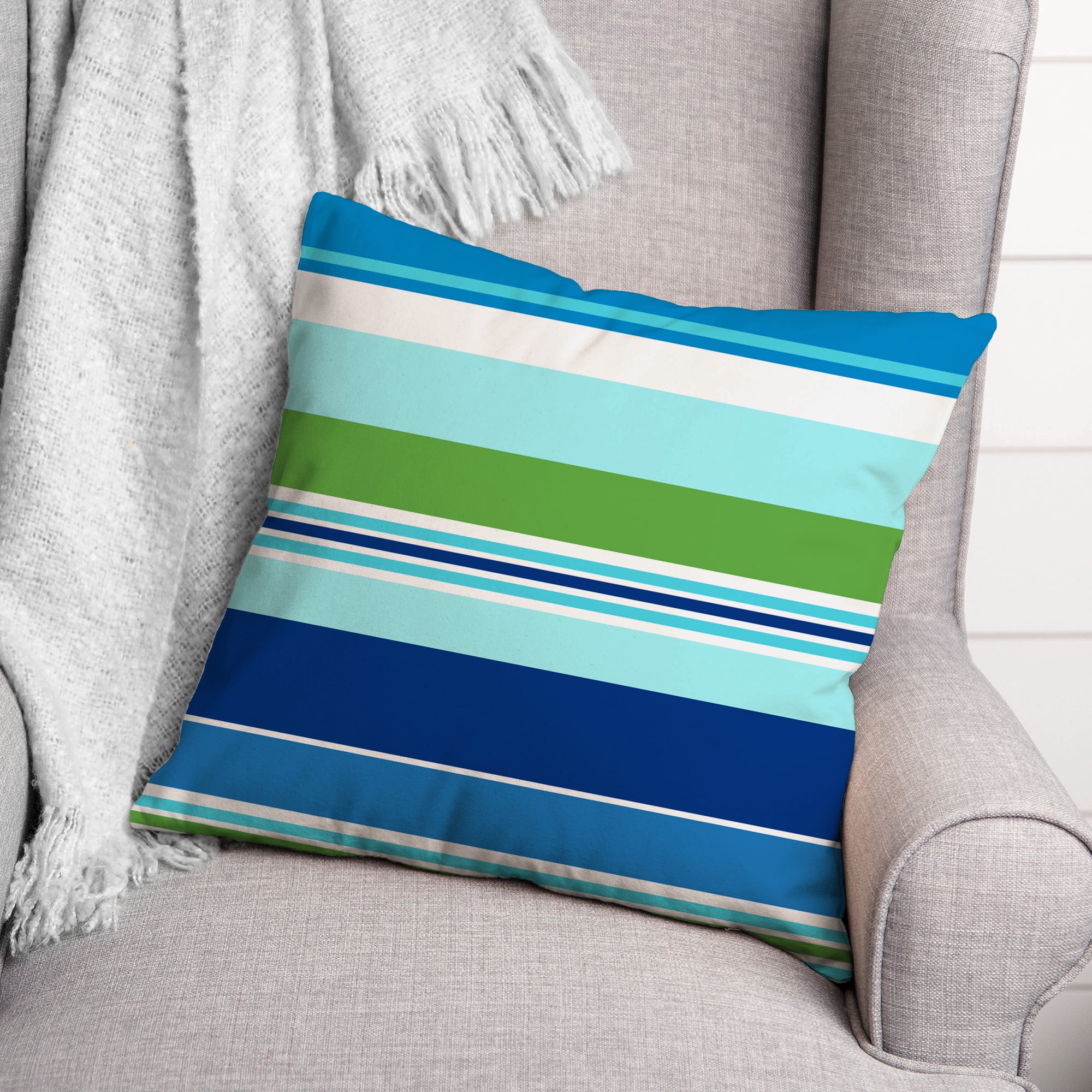 Creative Products Cool Blue Stripes 18x18 Indoor / Outdoor Pillow