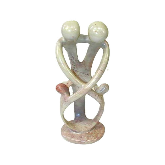 Natural 10-inch Tall Soapstone Family Sculpture - 2 Parents 2 Children - Smolart