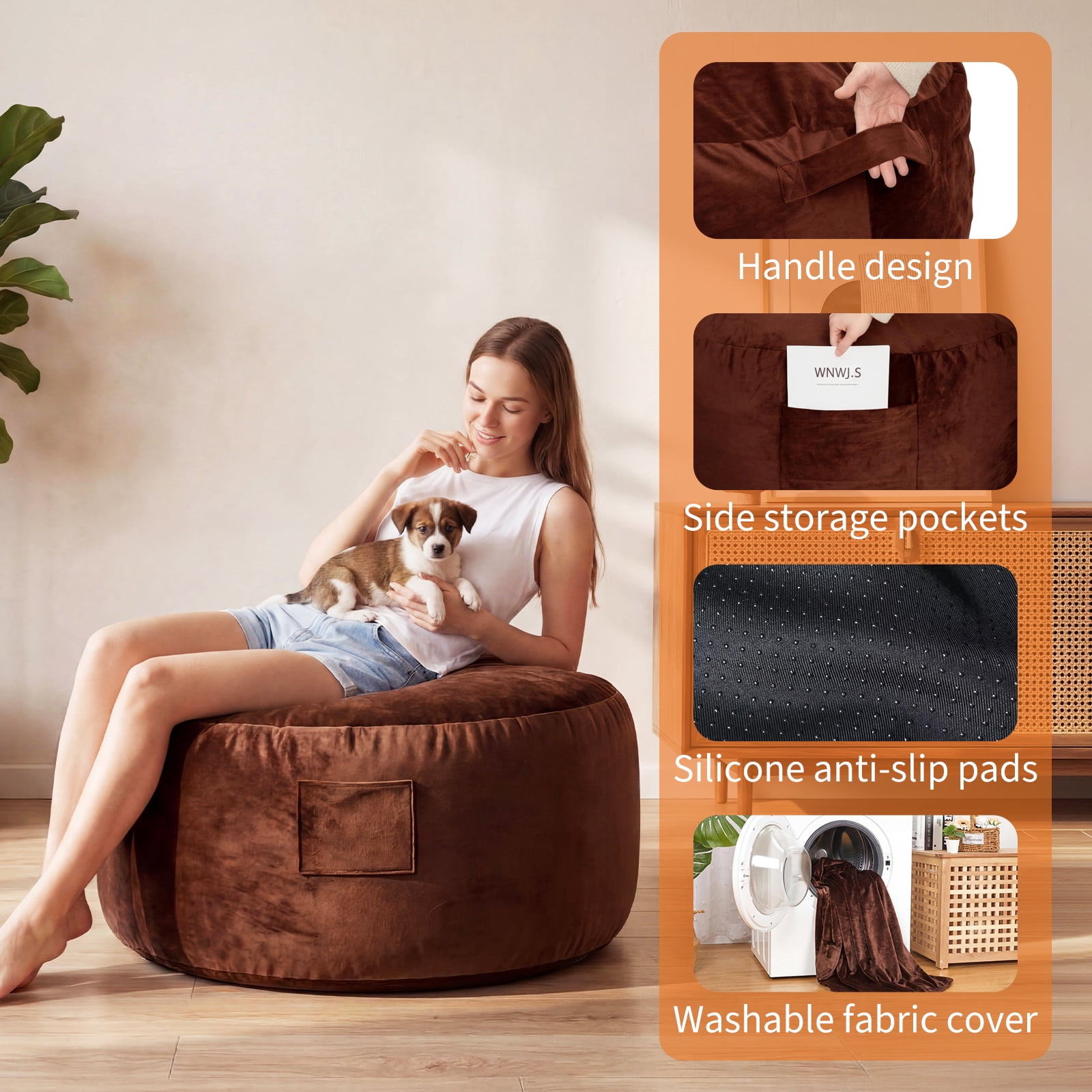 4 in 1 Convertible Bean Bag Chair Bed for Adults 4ft Large Beanbag Chair with High Memory Foam Filler and Removable Cover, Oversized Comfy Flannel Bean Bag Couch Bed Lazy Sofa for Adults Teen