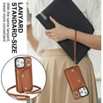 thumbnail image 6 of for iPhone 14 Pro Case Wallet with Strap for Women,Crossbody Lanyard and Wristlet Strap,Zipper Pocket,Credit Card Holder,Ring Stand,RFID Blocking Phone Wallet Cases(6.1 inch,Brown), 6 of 18