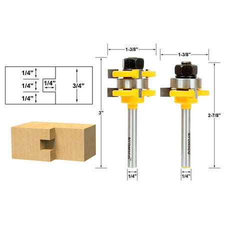 

Tongue and Groove Router Bit Set 1/4 x 1/4 - 1/4 Shank Yonico 15228q