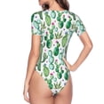 thumbnail image 4 of The Xecao Cactus Plants1 Women's Crew Neck Body Suit, a short-sleeved bodysuit and basic swimsuit, both comfort and style for dating and daily life, 4 of 9