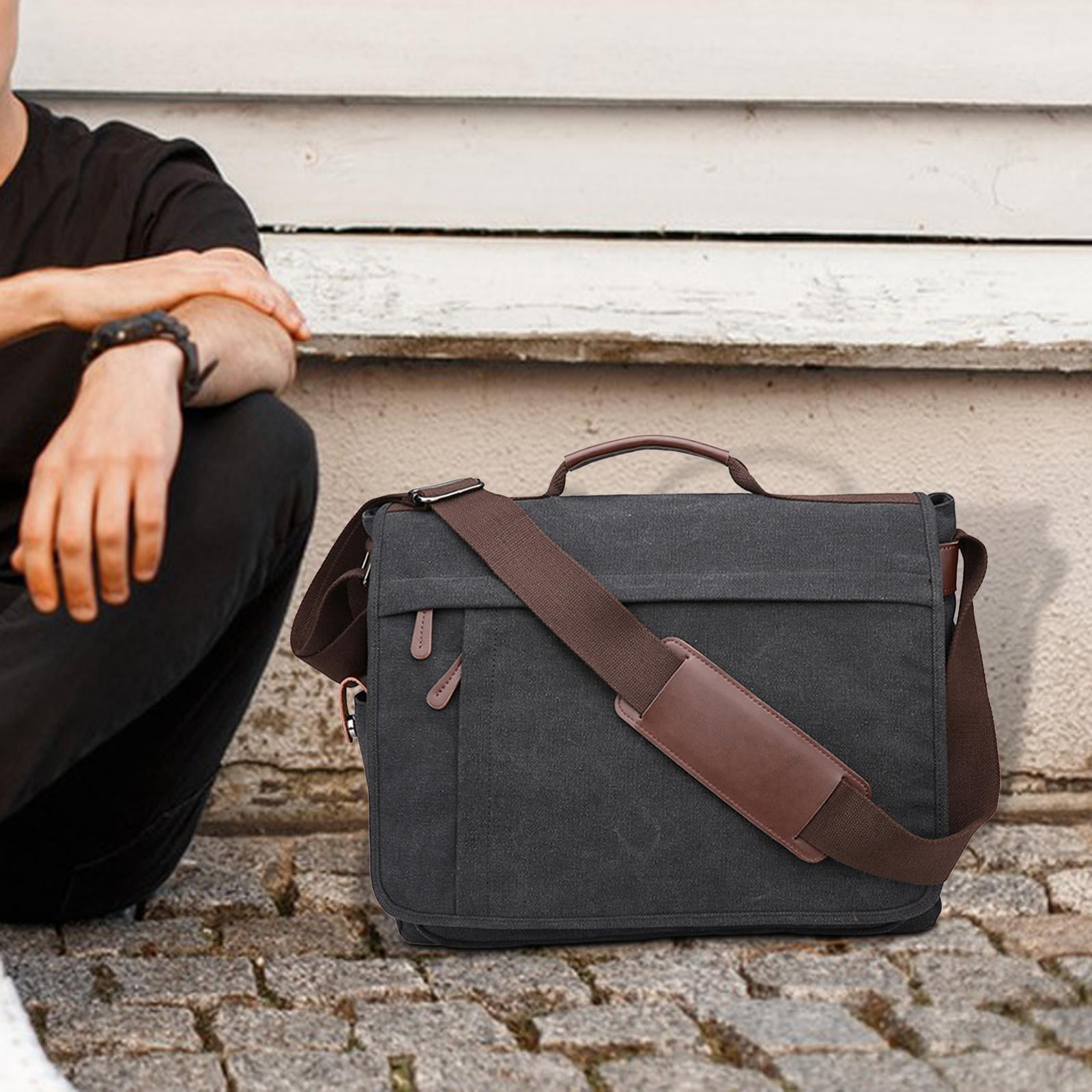 Wxqbjtam Business Briefcase Men Briefcase Satchel Wear Resistant Travelling Pouch Stylish Black