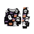 thumbnail image 2 of Halloween Pajamas, Halloween Matching Family Pajamas Black Bow Pumpkin Print Long Sleeve 2 Piece Pj Set Fun Sleepwear Nightwear Loungewear Spooky Holiday Party Season Photos, 2 of 6