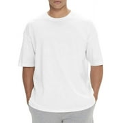 Mens Cotton Hipster Hip Hop Longline Crewneck T-Shirt Graphic Short Sleeve Tops White 3XL