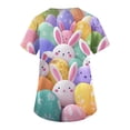thumbnail image 6 of JoveMarine Women's Cute Cartoon Printed V-Neck Short Sleeve Scrub Top with Pockets Side Slit Workwear Blouse Kawaii Uniform for Spring Fall Daily Work Pink M, 6 of 6