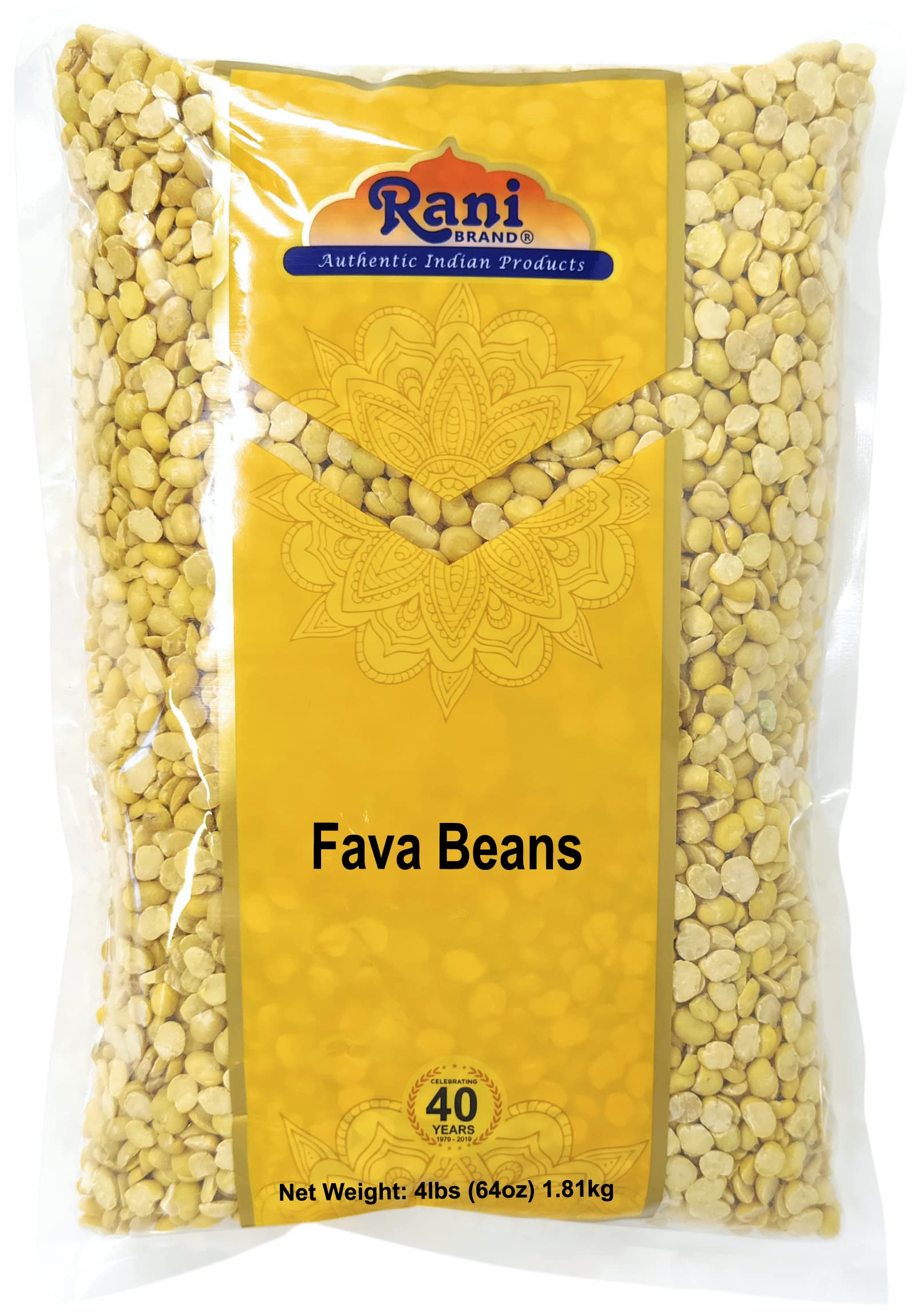 Rani Fava Beans (Split Broad Beans Skinless) 64oz (4lbs) 1.81kg Bulk All Natural Gluten