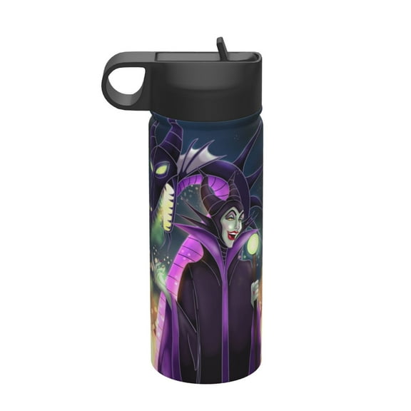 Maleficent Insulated Water Bottle, 18oz Vacuum Stainless Steel Sports Kettle With Straw Lid, Leakproof Drinking Thermos Cup For Outdoor Gym Travel