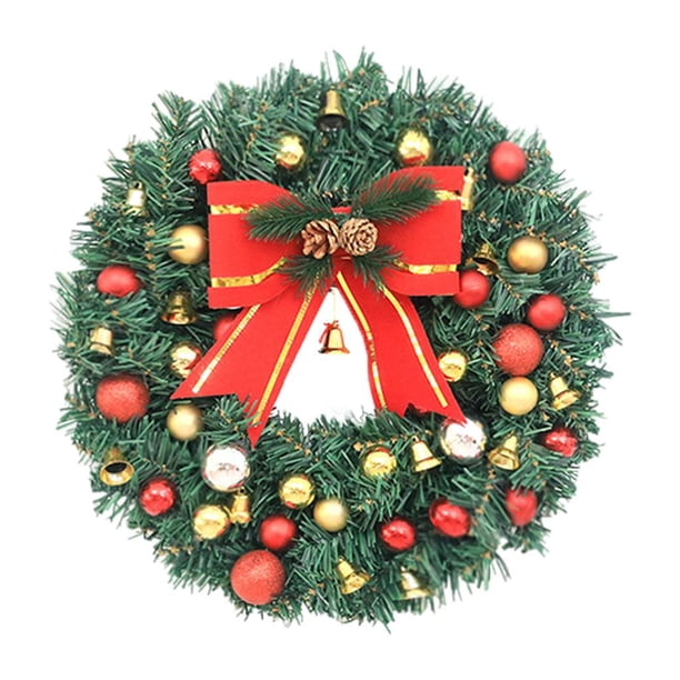 Corona navideña con decoración navideña, adornos a pilas para pared. Diámetro: 30cm