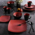 thumbnail image 3 of Gibson Soho Lounge Square 16-Piece Dinnerware Set - Matte Reactive - Red, 3 of 11