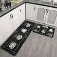 thumbnail image 2 of 2 Piece Coffee Kitchen Rug Set, Home Farmhouse Black Kitchen Rugs and Mats, Washable Non Skid Absorbent Microfiber Kitchen Floor Decor Mat 17"x 47"+17"x 30", 2 of 6