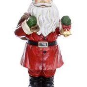 Ceramic Christmas Santa - Alpine Corporation Santa Clause with Bell Statue Christmas Decoration
