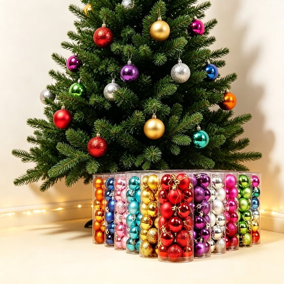 Suncoda 24pcs Christmas Tree Decorations, Shatterproof Bauble Hanging Christmas Ball Ornaments, Glitter Xmas Decorations for Tree, Home Party Holiday