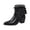 Black, variant on Willtoo Women's Vintage Faux Leather Fringe Ankle Boots Bohemian Retro Chunky Low Heel Shoes Winter Casual Round Toe Back Stretch Slip On Booties