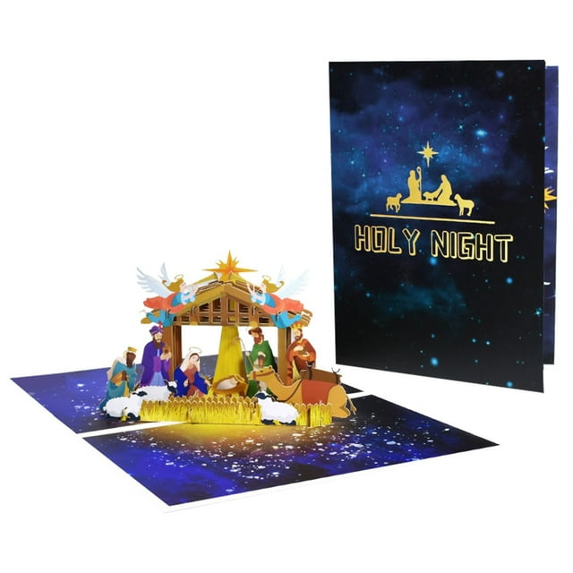 Popup Christmas Cards Greetings Cards Holy Night Inside Birth Of Christmas Cards
