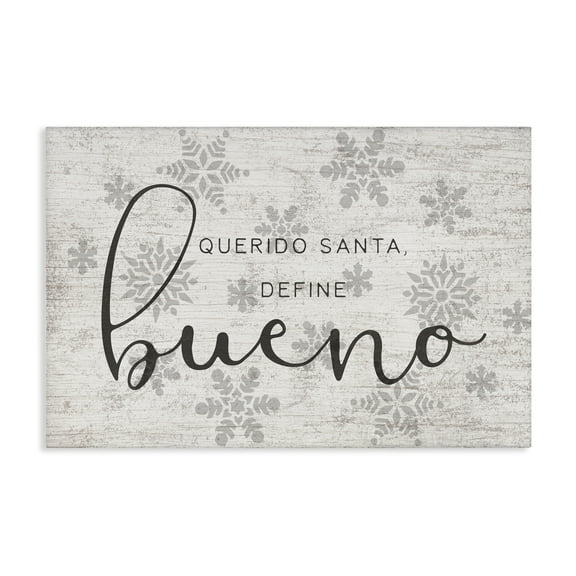 Stupell Industries Querido Santa Define Bueno Holiday Painting Wrapped Canvas Art Print Wall Art, 24 x 16