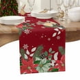 thumbnail image 6 of Christmas Eucalyptus Cotton Linen Table Runner for Dining Kitchen, Xmas Pine Poinsettia Botanical Red Wedding Outdoor Party Tablerunners Decoration, Dresser Scarf Coffee Tablecloth Runners 13"x72", 6 of 9