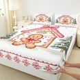 thumbnail image 3 of Manfei Pink Gingerbread Man Full Size Sheets, Kawaii Christmas Bed Sheets, Teens Kids Child Sheet Sets, Microfiber Bedroom Decor, 4 Pieces, 3 of 7