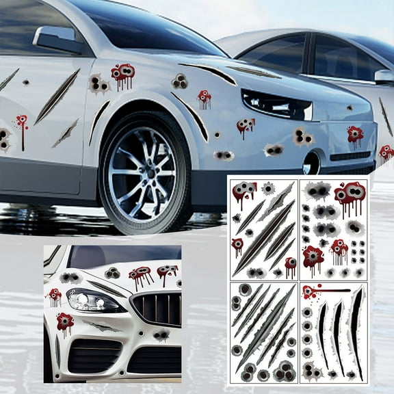 Clearance Stickers under $5,Car Bullet Hole Crack Decorative Sticker PVC Personalized Car Decorative Wall Sticker