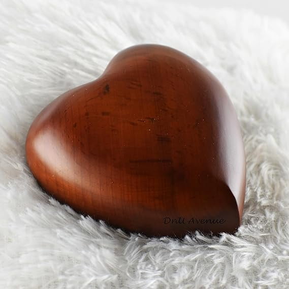 Heart Shaped Wooden Cremation Urns for Human Ashes, Memorial Urn Box, Wood Keepsake for Burial/Funeral Ashes, Hand Painted Biodegradable Urns Casket for Pet Ashes, Brown Matt, 4"x4"x2"