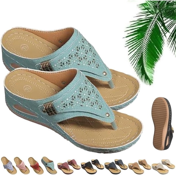 Sandalias deportivas de malla transpirable, zapatillas ortopédicas con cuña y soporte para arco, zapatillas de tacón con suela gruesa para mujer