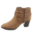 thumbnail image 2 of Dian Women's Zip Almond Toe Straps Western Chunky High Heel Booties Shoes, 2 of 2