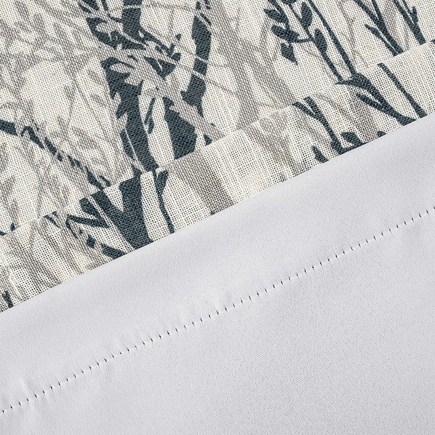 DriftAway Tree Branch Linen Blend Botanical Pattern Painting Blackout Room Darkening Thermal Insulated Grommet Lined Window Curtains 2 Panels 2 Layers Each 52 Inches by 84 Inches Gray