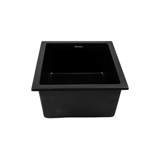 Tarja de Cuarzo MAXIMS 46 x 41 cm Negro Mate con Contracanasta de Acero Inoxidable Submontar/Empotrar