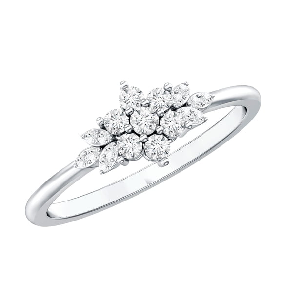 Diamond Cluster Promise Engagement Ring for Women (HI-SI Grade), 925 Sterling Silver, US 4.00
