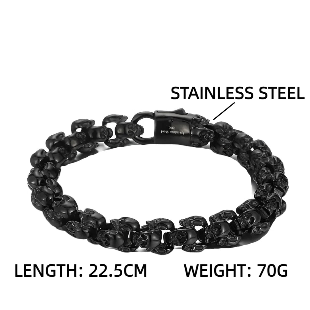 Fachoice Gothic Skull Head Bracelet for Men Demon Skull Head Bracelet, Devil Skull Head Bracelet Multi Skull Head Biker Bracelet Men’s Punk Skull Head Bracelet Cool Evil Skull Bracelet