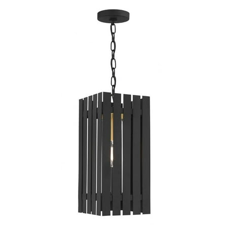 

1 Light Outdoor Pendant Lantern in Industrial Style 8 inches Wide By 18 inches High-Black/Satin Brass Finish Bailey Street Home 218-Bel-4188809