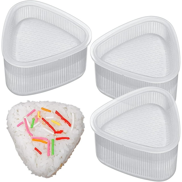Moule à Riz Sushi 4 Pack, Moule à Riz Triangle Outils de Cuisson Diy, Antiadhésif (Transparent, triangle-L)
