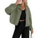 thumbnail image 2 of Chaqueta de Béisbol Holgada Informal con Cuello Alto, Cremallera y Dobladillo con Cordón Ajustable para Mujer. Verde XL, 2 of 9