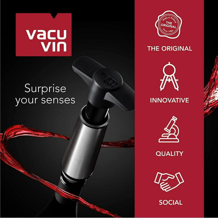 Vacu Vin Wine Saver Pump Black with Vacuum Wine Stopper - Keep Your Wine  Fresh for up to 10 Days - 1 Pump 4 Stoppers - Reusable - Made in the  Netherlands 