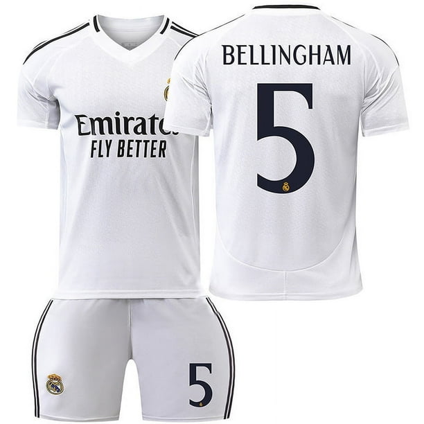 2425 Camiseta del Real Madrid, traje de uniforme de fútbol local, traje de entrenamiento No. 7 Ronaldo, niños y adultos, camiseta transfronteriza de 9 Mbappé5 Bellingham