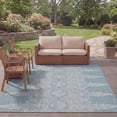 thumbnail image 3 of SAFAVIEH Courtyard Fowler Geometric Indoor/Outdoor Area Rug, Aqua/Grey, 5'3" x 7'7", 3 of 10