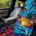 thumbnail image 4 of XYZCANDO Tropical Sunset Hibiscus & Palm Tree Print Car Seat Towel Cover, Sweat-Absorbent Car Cushion Seat Covers Machine Washable Non-Slip for Cars Sedans, 4 of 11