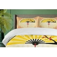 thumbnail image 4 of Ambesonne Japanese Duvet Cover Set, Cherry Blossom Orient, 2-Calking, Sand Brown Yellow Red, 4 of 7