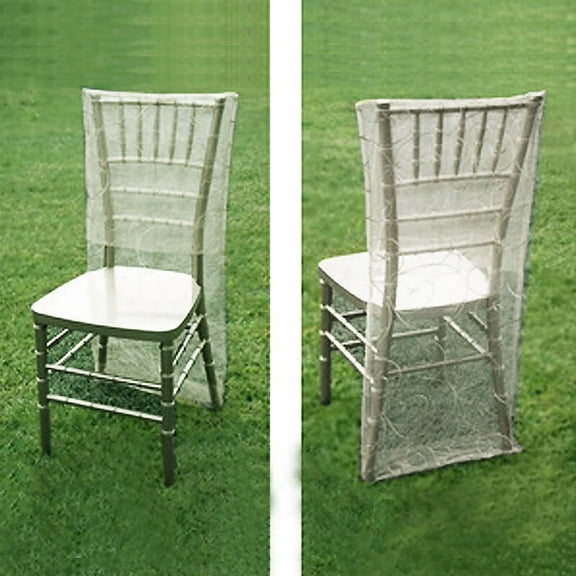 Efavormart White Organza Embroidered Chair Slipcover Washable Chair Protector For Wedding Banquet Dinning Party Events
