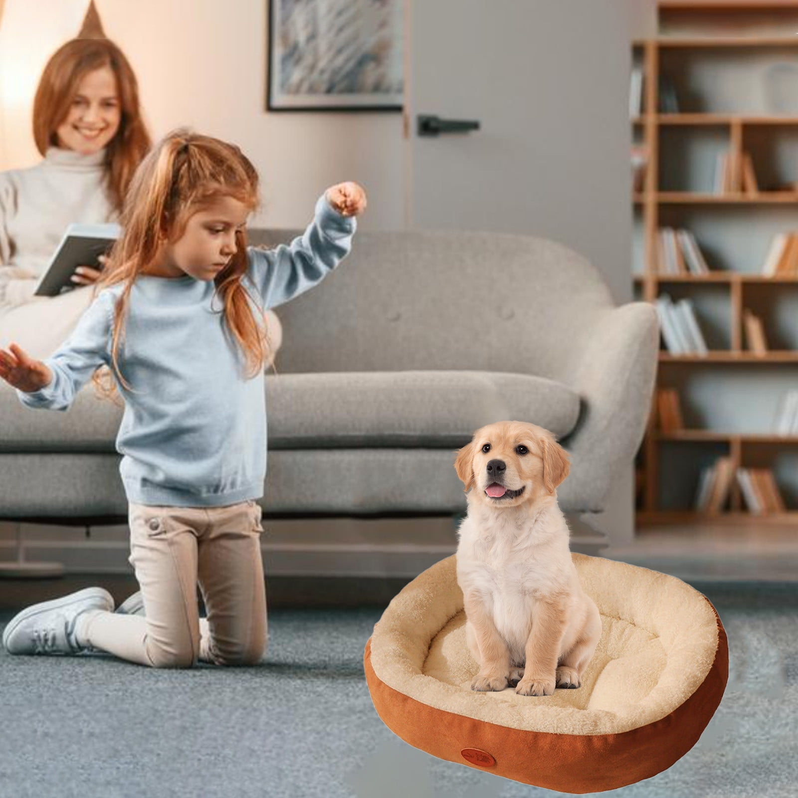 Nebwoak Pet Nest Bed for Dog Winter Warm Cats Kennel all Season Universal Oval Cats Mat Winter Thickened Small and Medium Sized Dog Kennel