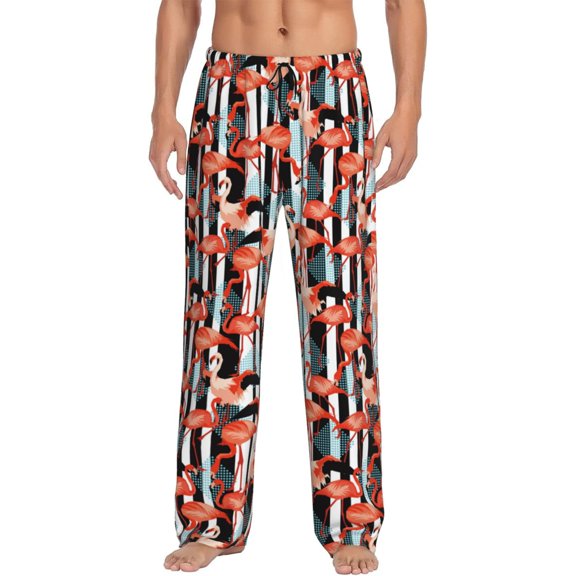 Hirioo Cool Flamingo for Men's PJ Pajama Pants Sleep Pants Men's Home Trousers with Pockets,S-3XL-XX-Large