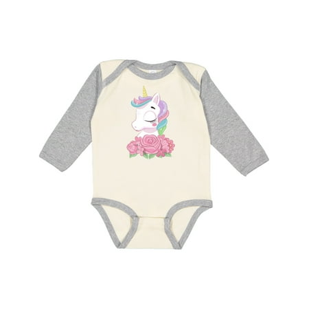 

Inktastic Unicorn Roses Gift Baby Boy or Baby Girl Long Sleeve Bodysuit