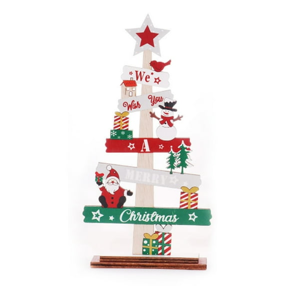 Linyer Living Room Bedroom Christmas Wood Decoration Desk Nightstand Shelf Decorative Tree Sign Ornament New Year Festival Gift Type B