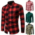 thumbnail image 3 of Shuttle tree Men's Button Down Regular Fit Long Sleeve Plaid Tartan Casual T Shirt Tops Slim Tee, 3 of 4