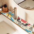 thumbnail image 2 of Yayeee Faucet Mat for Kitchen Sink 14.7" Diatomite Long Splash Guard Pad, Blue Retro Print, 2 Pack, 2 of 7