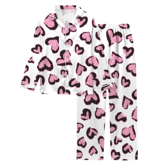 KKBOTIVE Valentines Pajamas for Women - Women's Valentine's Day Heart Shaped Printed Long Sleeved Pajama Set ( g-White Size: XXXL )