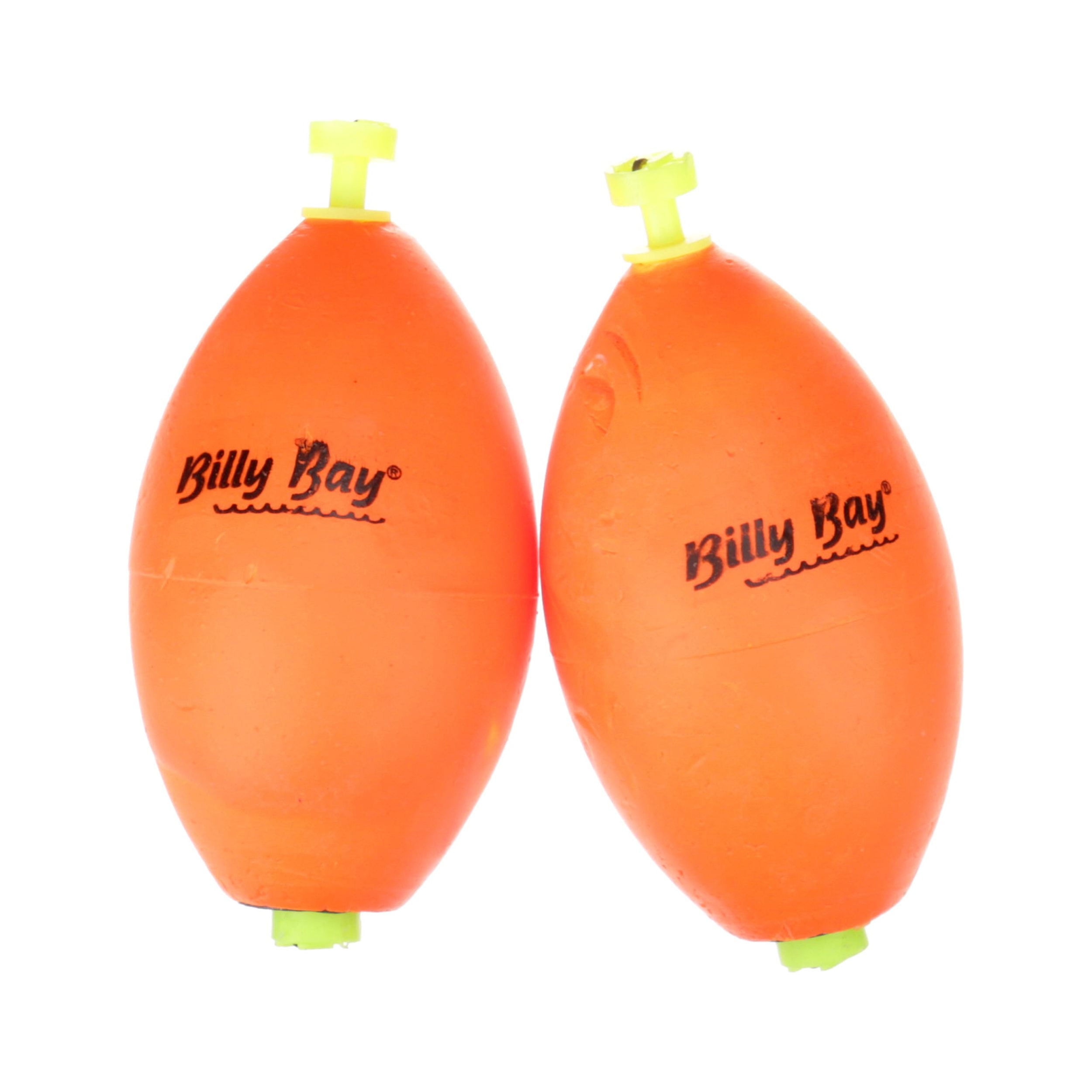 Billy Bay Hi-viz Rattle Weighted Snap-on Oval Fishing Float, Orange, 2 1/2", 2-Pack