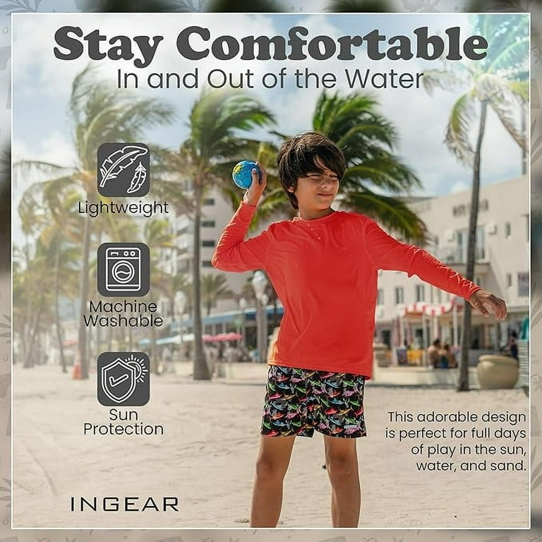 Ingear Rash Guard Swimming Shirt INGEAR Girls UPF 50+ Long Sleeve Rash Guard - Neon Coral ...