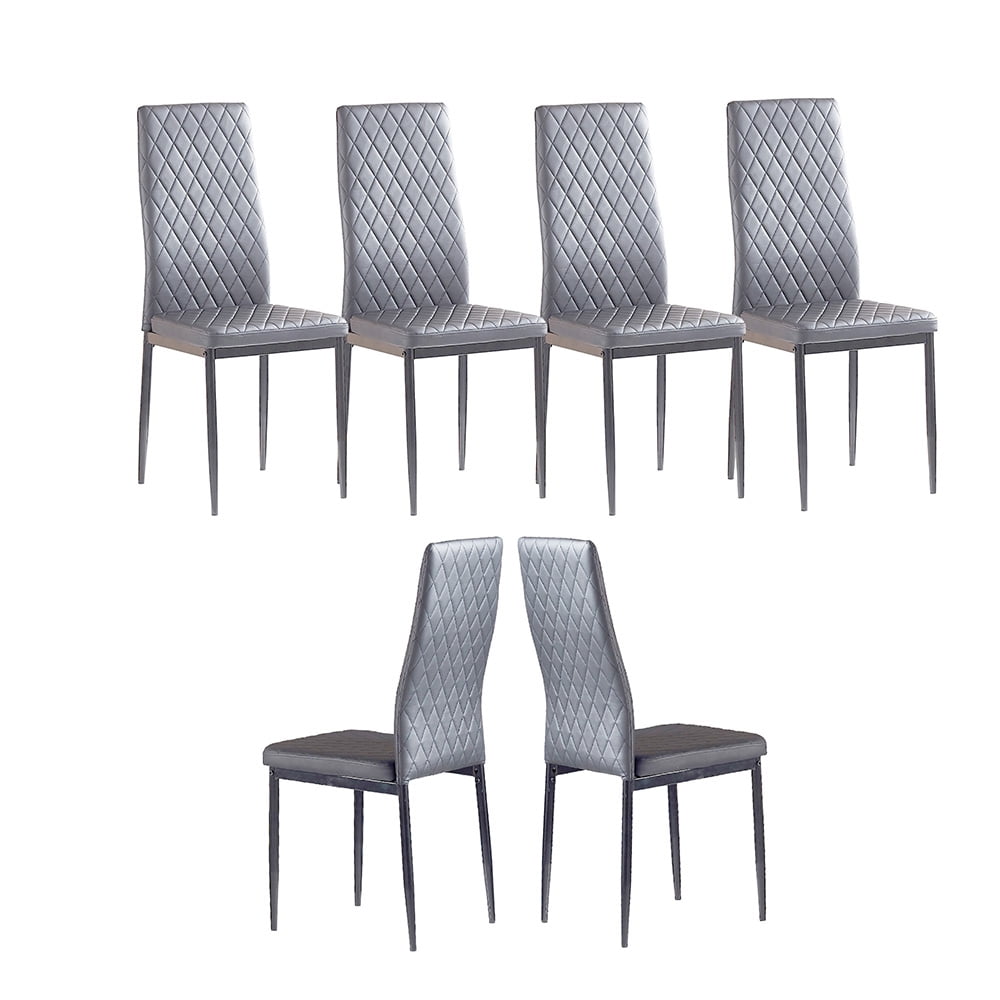 Lowestbest 6Pcs Modern Leather Dining Chairs, Chairs with Cushion High